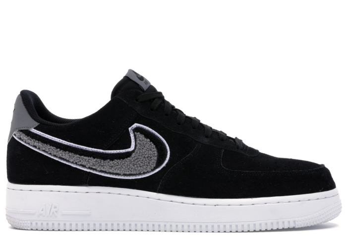 Nike Air Force 1 Low 3D Chenille Swoosh Black Cool Grey 823511-014