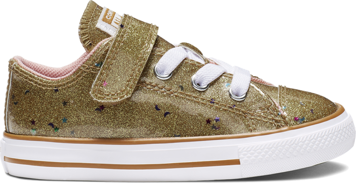 Converse Chuck Taylor All Star Galaxy Glimmer Hook and Loop Low Top Gold 765112C
