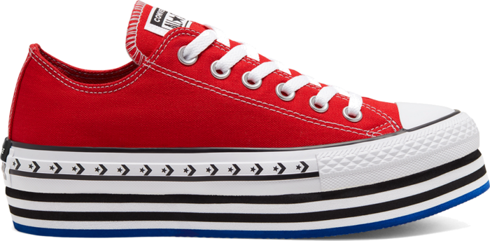 Converse Logo Play Platform Chuck Taylor All Star Low Top voor dames University Red/White/Black 566763C