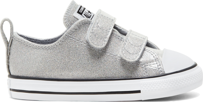 Converse Coated Glitter Easy-On Chuck Taylor All Star Low Top voor peuters Grey/ Black 767184C