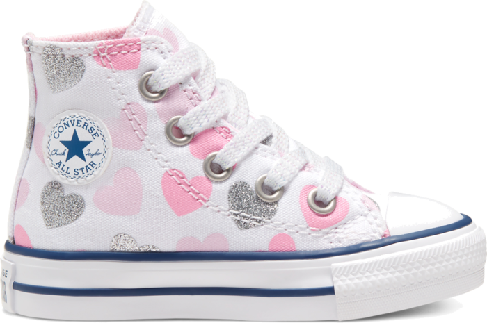 Converse Heartsfall Chuck Taylor All Star High Top voor peuters White/Cherry Blossom/Silver 768018C