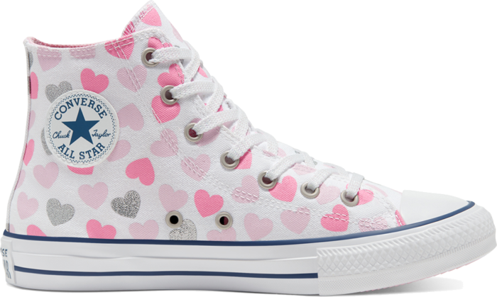 Converse Heartsfall Chuck Taylor All Star High Top voor kinderen White/Cherry Blossom/Silver 668019C