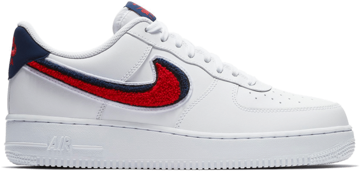 Nike Air Force 1 Low 3D Chenille Swoosh White Red Blue 823511-106