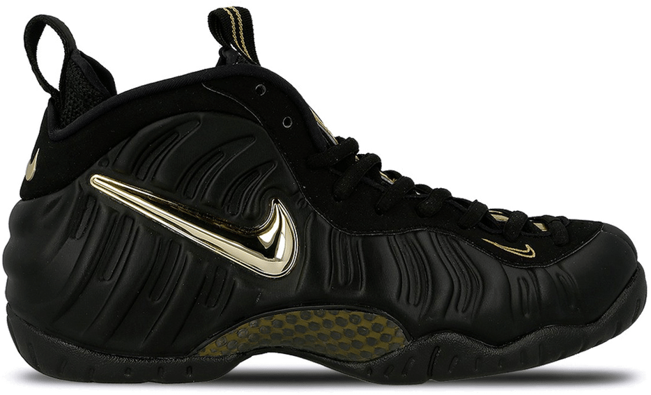 black and metallic gold foamposites