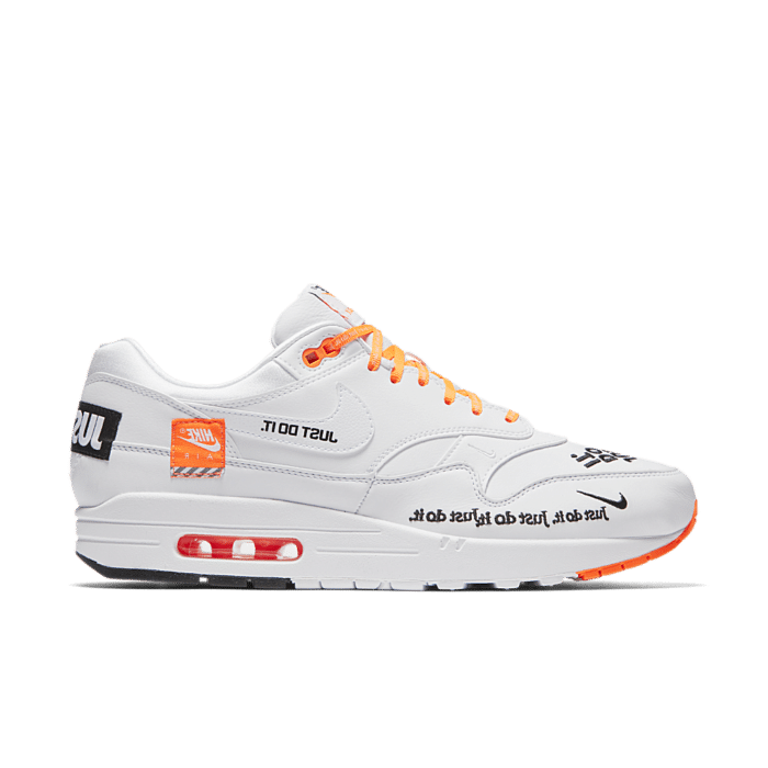 garen Vrijgevig Avonturier Nike Air Max 1 Just Do It Collection 'White and Total Orange' White/Total  Orange/White AO1021-100