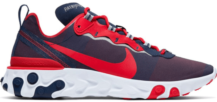 Nike React Element 55 New England Patriots College Navy/White-Silver-University Red CK4883-400