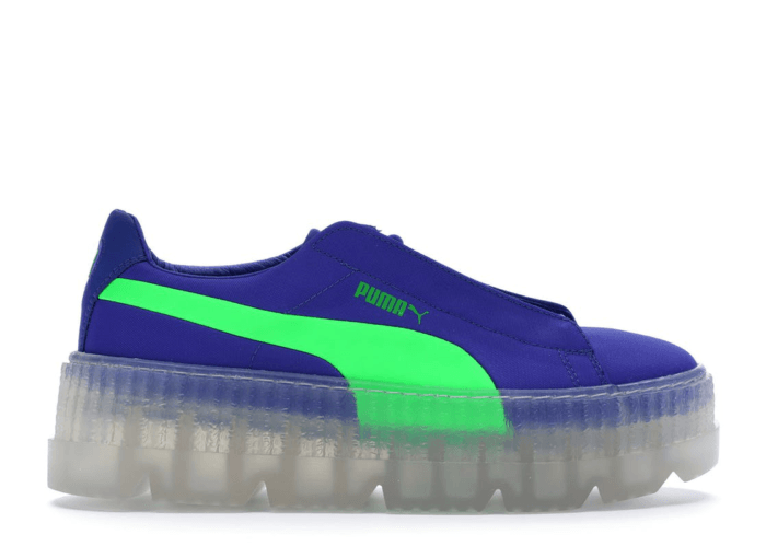 puma creepers blue and lime green