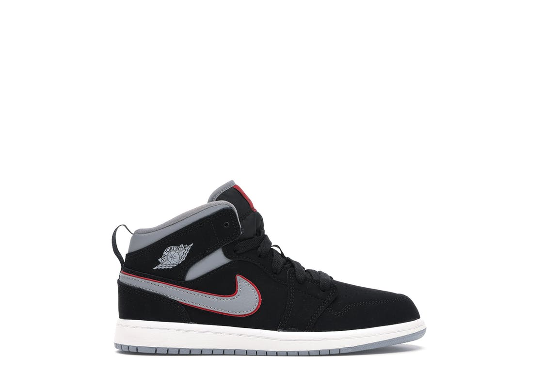 Jordan 1 mid black particle grey gym on sale red