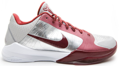 Nike Kobe 5 Lower Merion Aces (Away) Metallic Silver/Team Red-White 386429-005