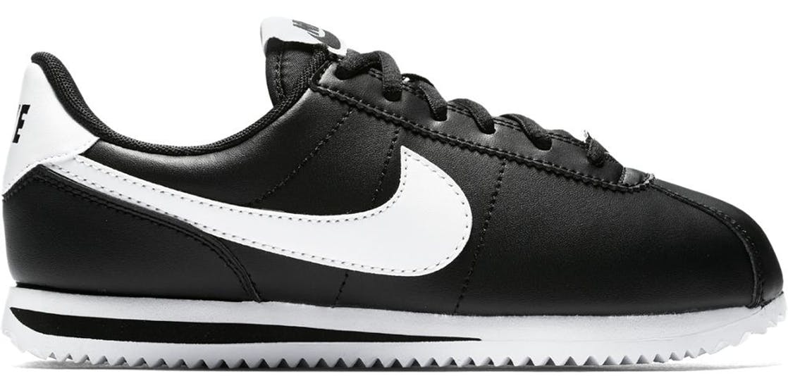 nike cortez basic leather black white