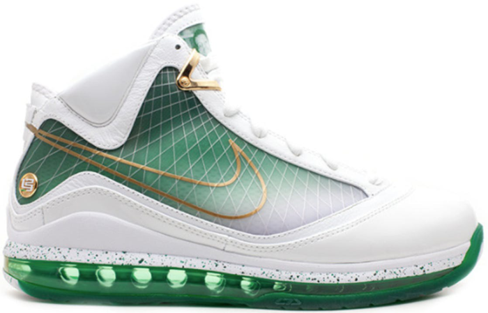 Nike LeBron 7 MTAG Akron White/White-Metallic Gold-Gorge Green 375664-179