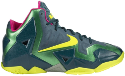 Nike LeBron 11 T-Rex (GS) Deep Sea Green/Volt-Gamma Green-Mineral Teal-Rave Pink 621712-300