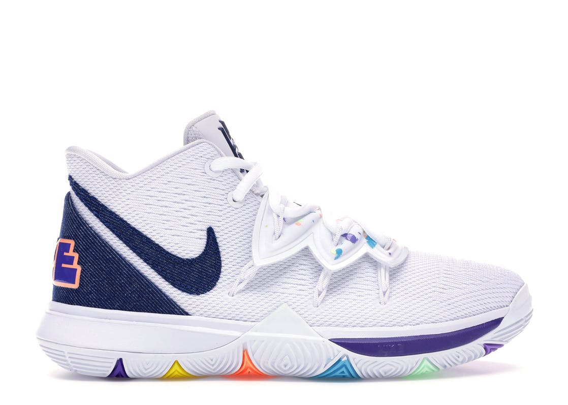 kyrie 5 white deep royal blue