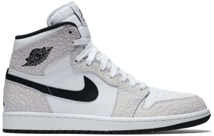 white elephant print jordan 1