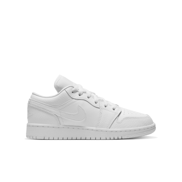 Nike Jordan 1 Low Triple White Tumbled Leather (GS) 553560-130