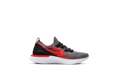 Nike Epic React Flyknit 2 Cool Grey Bright Crimson (GS) AQ3243-014