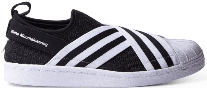 Adidas originals superstar slip on outlet trainers in black and white