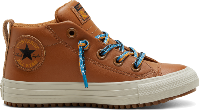 Converse Big Kids Double Lace Suede Chuck Taylor All Star Street Boot Mid Warm Tan/Cape Blue 668490C