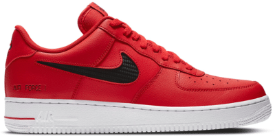 Nike Air Force 1 Low Cut Out Swoosh Red Black CZ7377-600