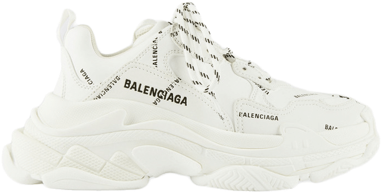 Balenciaga triple s allover best sale logo white