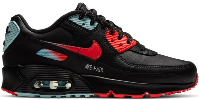 Nike Air Max 90 Black Bright Crimson Glacier Ice (GS) CZ8144-001