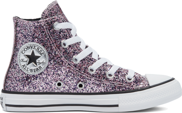 Converse Coated Glitter Chuck Taylor All Star High Top Bright Lilac/Black/White 669295C