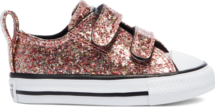 Converse Coated Glitter Easy-On Chuck Taylor All Star Low Top Bright Coral/Silver/Black 769806C