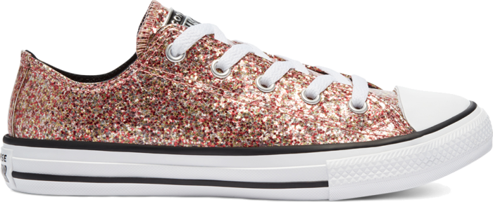 Converse Coated Glitter Chuck Taylor All Star Low Top Bright Coral/Silver/Black 669805C