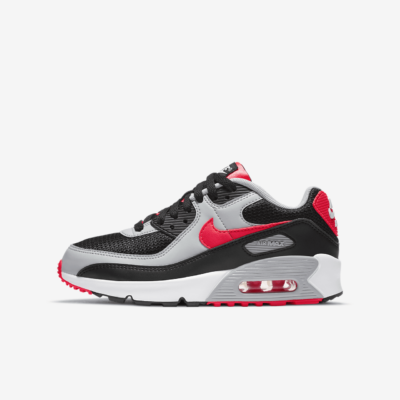 Nike Air Max 90 Black Radiant Red Wolf Grey (GS) CD6864-009