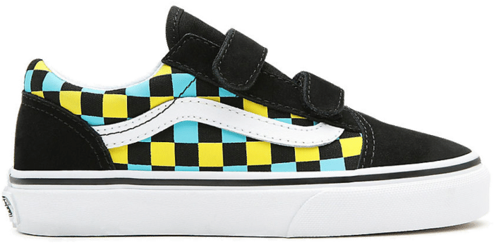 VANS Neon Glow Check Old Skool V Kinderschoenen VN0A4UI130M | Zwart