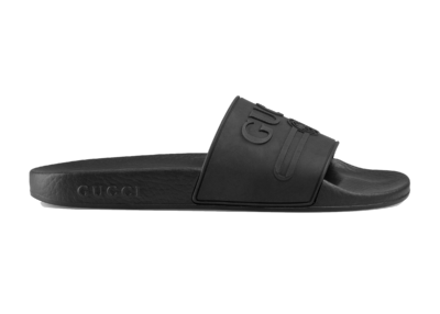 Gucci Logo Slide Black Rubber 525140 JCZ00 1031