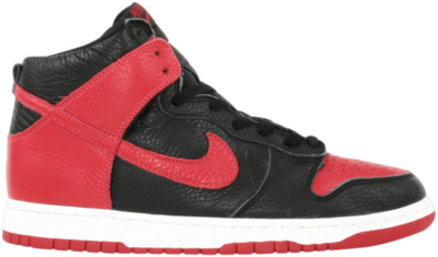 Nike Dunk High Tumbled Leather Black Varsity Red 630383-061