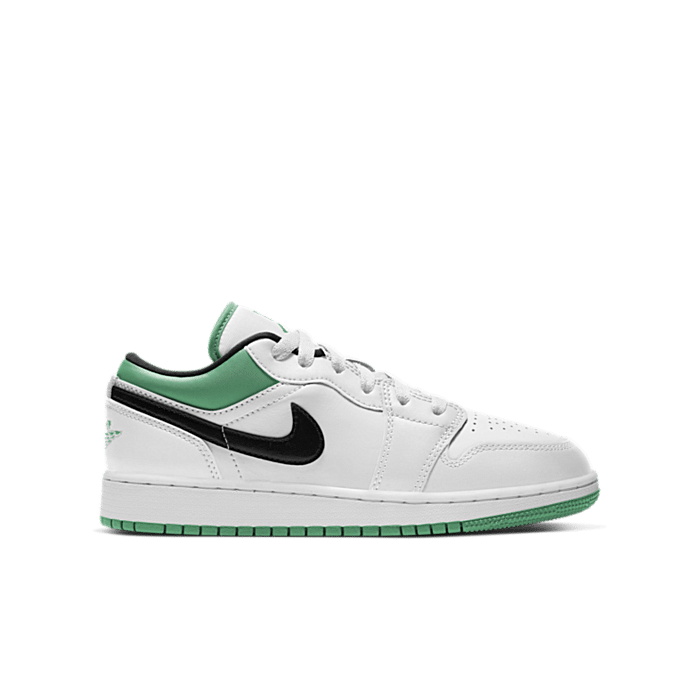 Jordan 1 Low White Lucky Green Tumbled Leather (GS) 553560-129