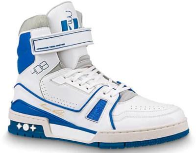 Louis Vuitton LV Trainer Sneaker Boot High White Blue 1A54JA