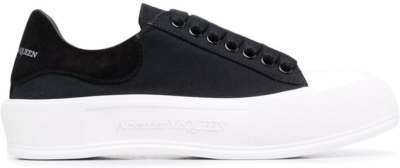 Alexander McQueen Deck Skate Plimsoll Lace-Up Black White 654594 W4MV7 1070