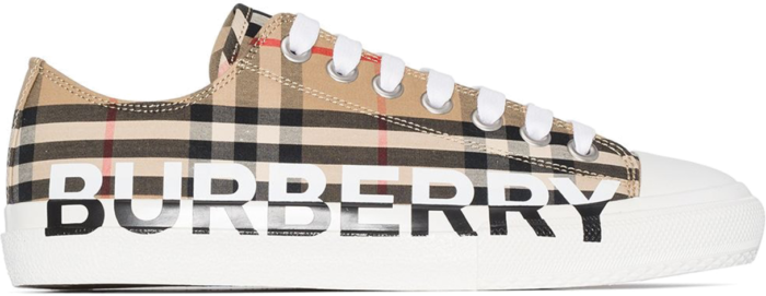 Burberry Logo Print Vintage Check Cotton Sneakers Archive Beige (W) 8024301