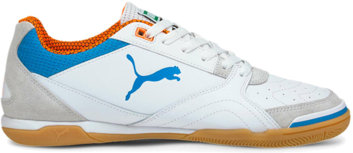 Women’s PUMA Ibero Futsal Boots, White/Blue/Orange 106444_01