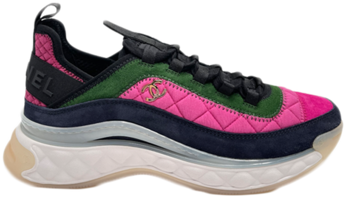 Chanel Low Top Trainer Pink Green G38501 Y55619 K3544 | Zwart