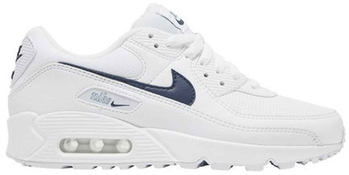 white nike air max trainers with black tick