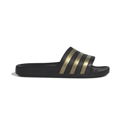 adidas Adilette Aqua Slides Core Black Gold Metallic EG1758