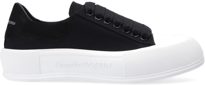 Alexander McQueen Deck Skate Plimsoll Lace-Up Black White (W) 654593 W4PQ1 1070