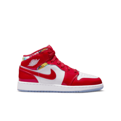 Nike Air Jordan 1 Mid Barcelona Red Patent (GS)  DC7248-600