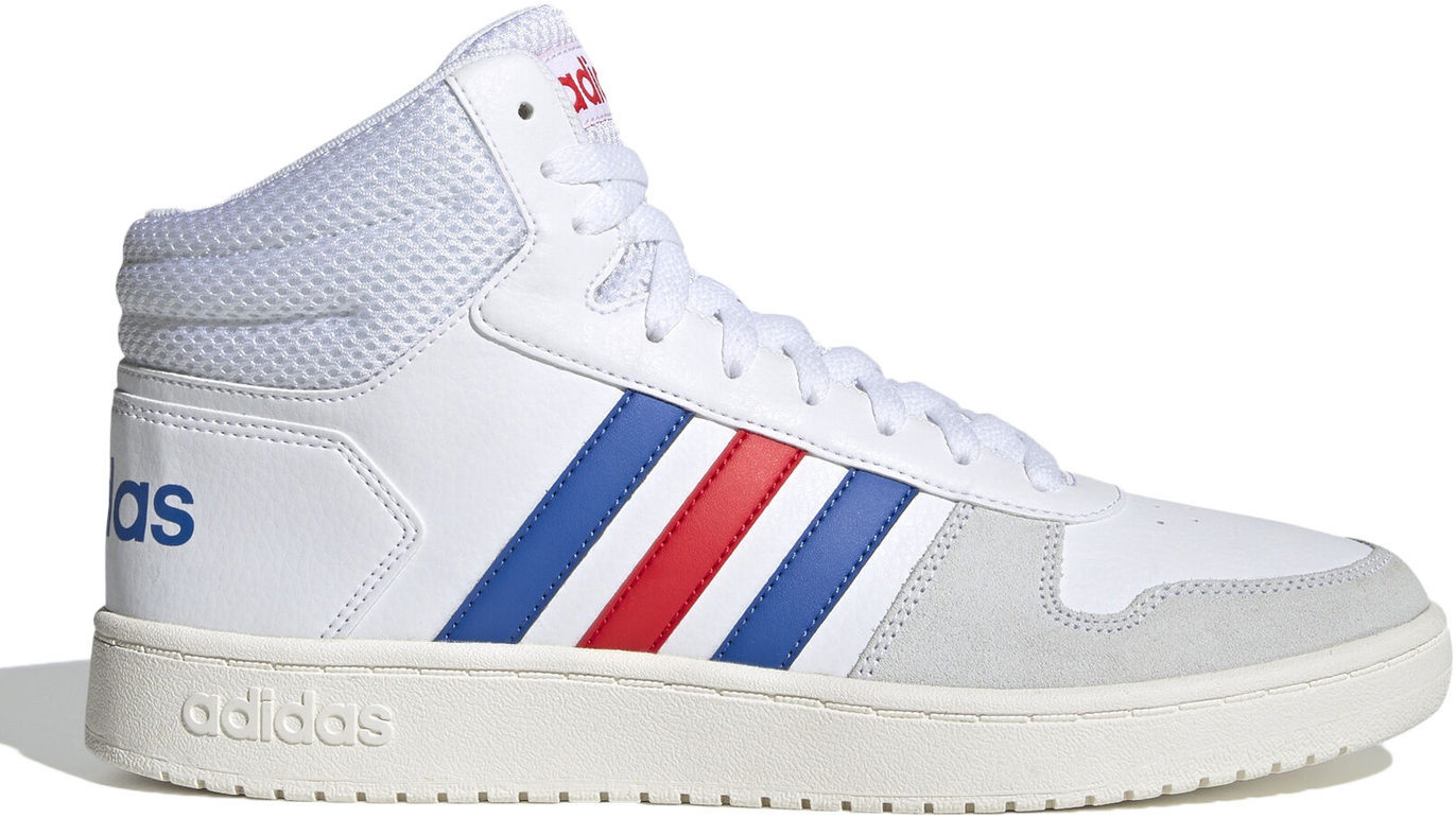 red white and blue high top adidas