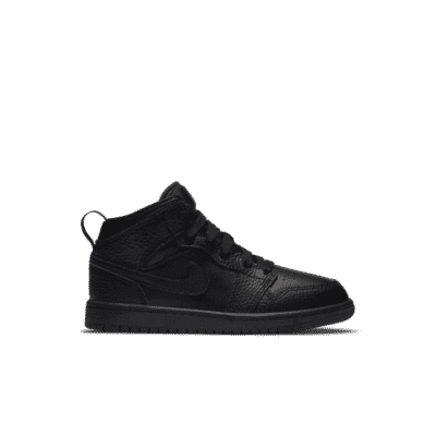 Jordan 1 Mid Triple Black Tumbled Leather (PS) 640734-091