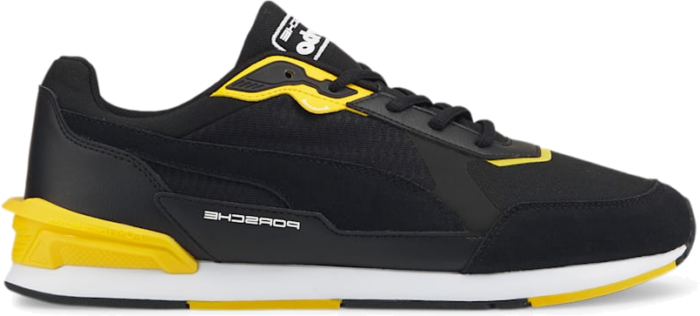 Men’s PUMA Porsche Legacy Low Racer Motorsport Shoe Sneakers, Black/Lemon Chrome/White 307021_01
