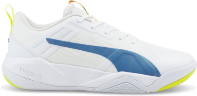 Men’s PUMA Eliminate Pro Indoor Sports Shoe Sneakers, White/Mykonos Blue/Yellow Alert 106462_03
