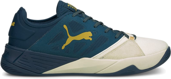 Men’s PUMA x First Mile Accelerate Turbo Nitro Handball Shoe Sneakers, Ivory Glow/Intense Blue/Mineral Yellow 106670_01