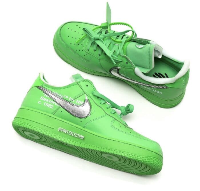 air force 1 met offwhite sneakers groen