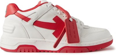 OFF-WHITE Out Of Office ‘OOO’ Low Tops White Red SS22 OMIA189S22LEA0010125