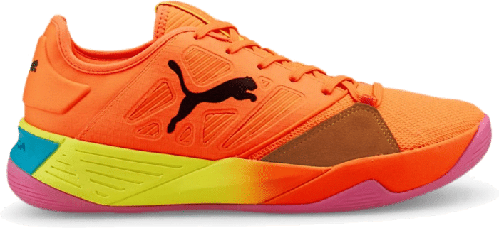 Women’s PUMA Accelerate Turbo Nitro Handball Shoe Sneakers, Neon Citrus/Black/Ocean Dive 106459_04